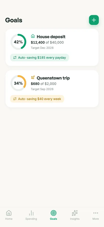 A savings goal making steady progress in the Spendle app